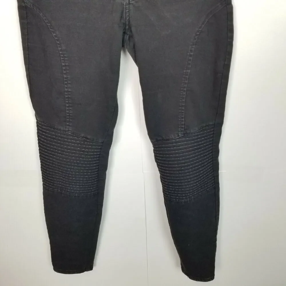 Zara Womens Moto Skinny Jeans Size S Biker Rocker Black Moto Casual Minimalist